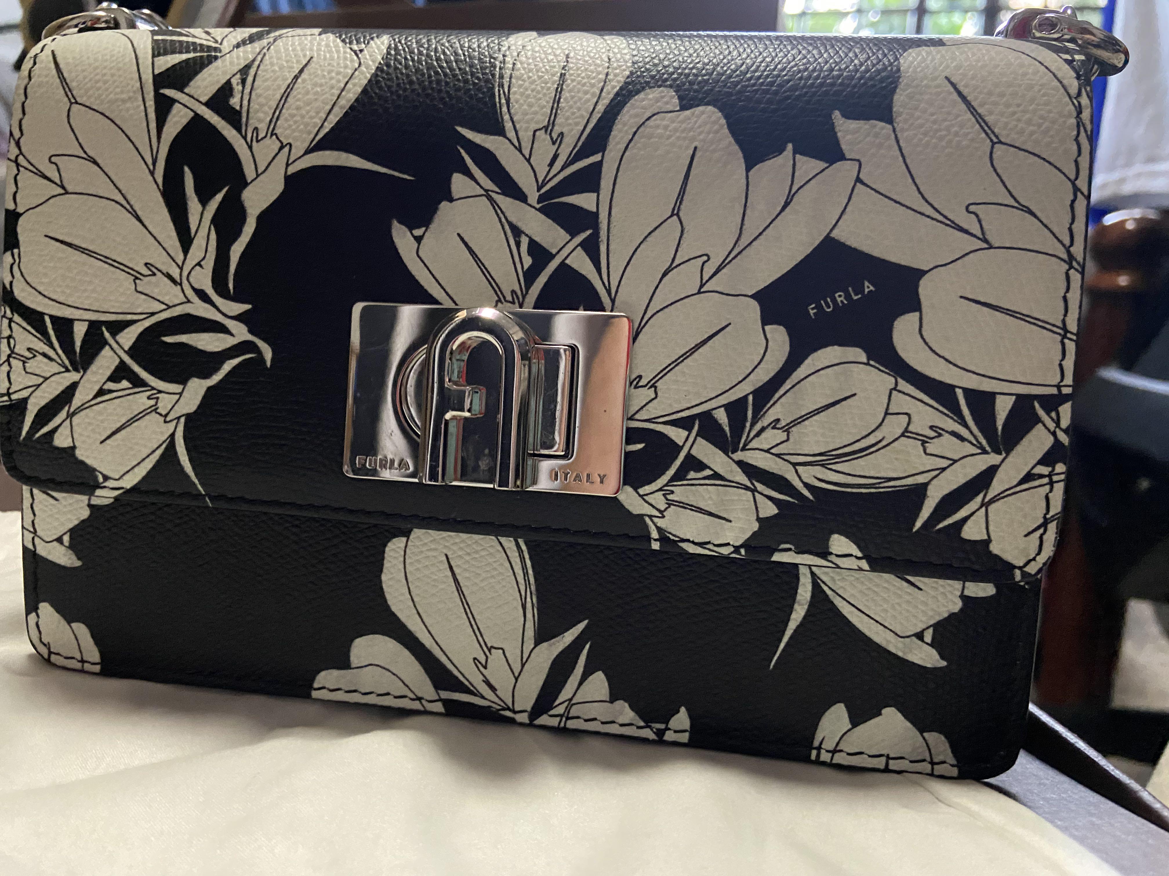 Furla 1927 mini crossbody in floral black leather