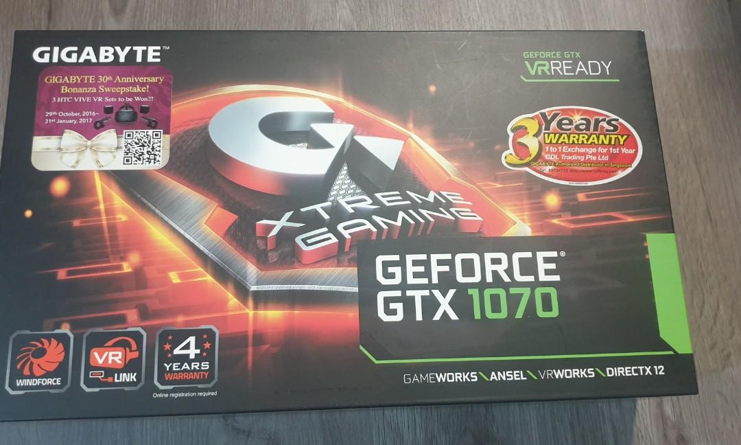 Gigabyte GTX 1070 Xtreme Gaming Computers Tech Parts