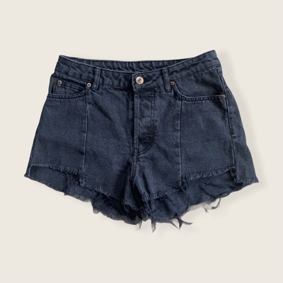 H\u0026M BLACK DENIM SHORTS, Women's Fashion 
