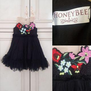 Honeybee kids Flower Embroidery Party Dress // Baju Pesta Anak