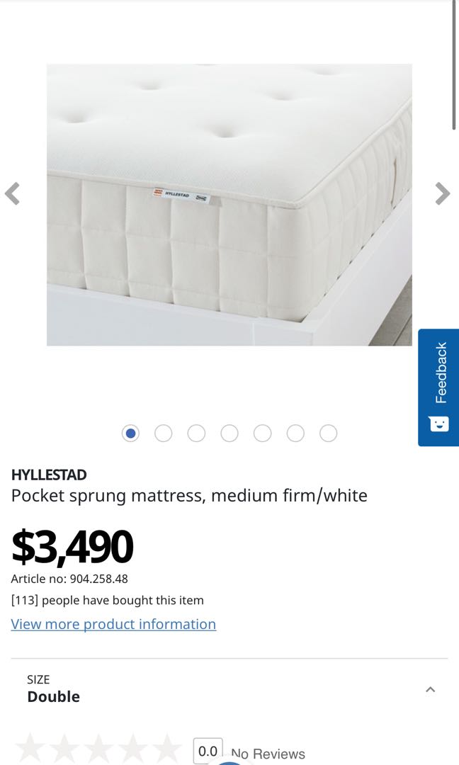 Ikea hyllestad Pocket sprung mattress, firm/white, 傢俬＆家居, 傢俬, 床架及床褥 ...