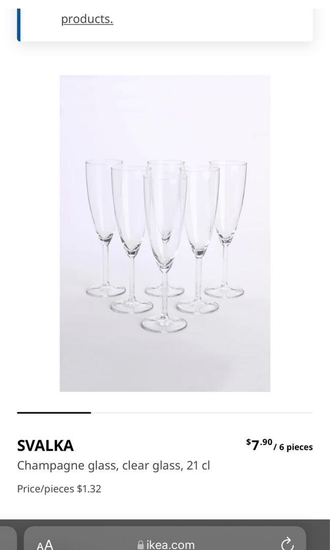 SVALKA Champagne flute clear glass IKEA X6 