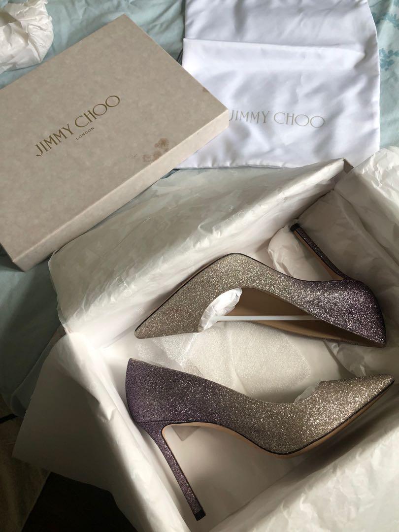 Jimmy choo Romy 100 glitter heels Women s Fashion Footwear