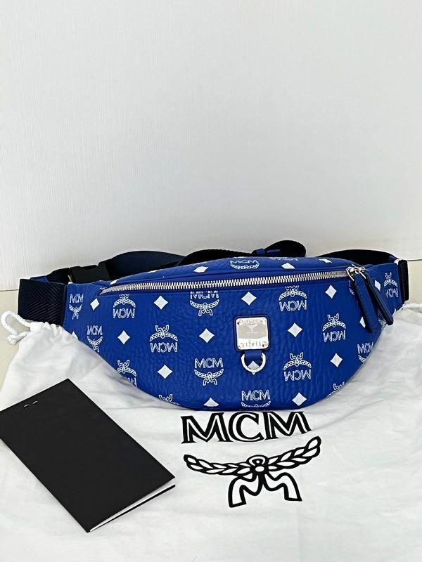 blue mcm belt bag