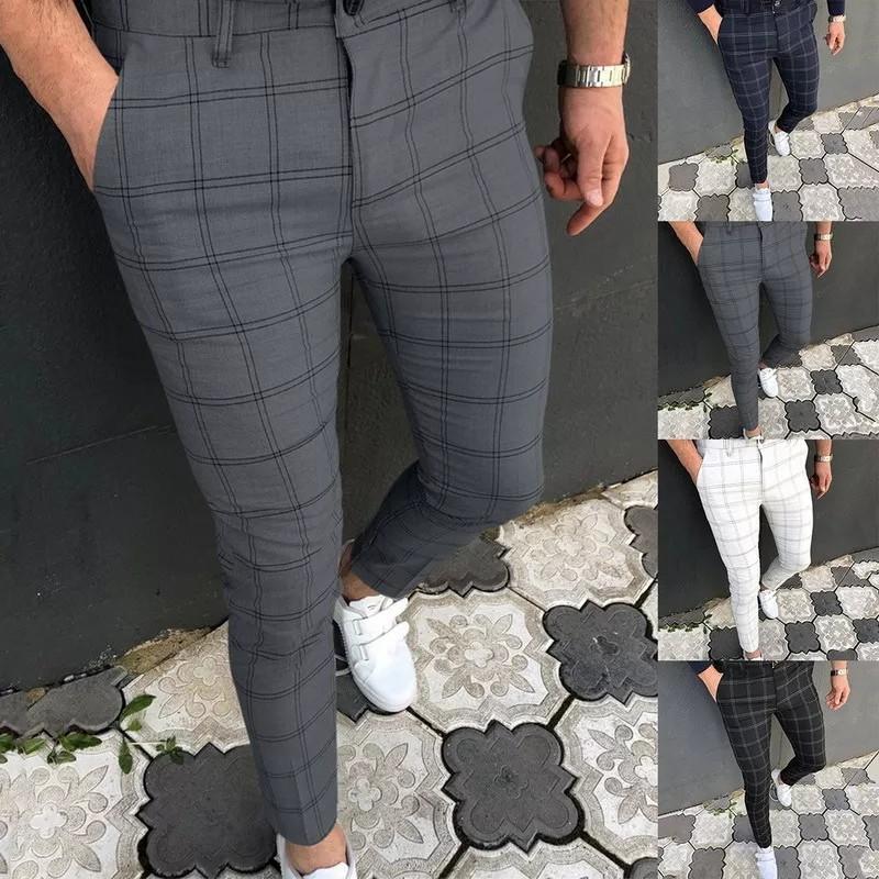 Slim Fit Light Grey Checkered Suit Pant  RWCO