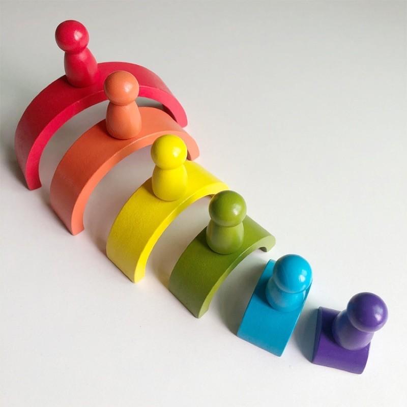 Montessori Wooden Rainbow Stacker Nesting Puzzle Blocks Educational ...