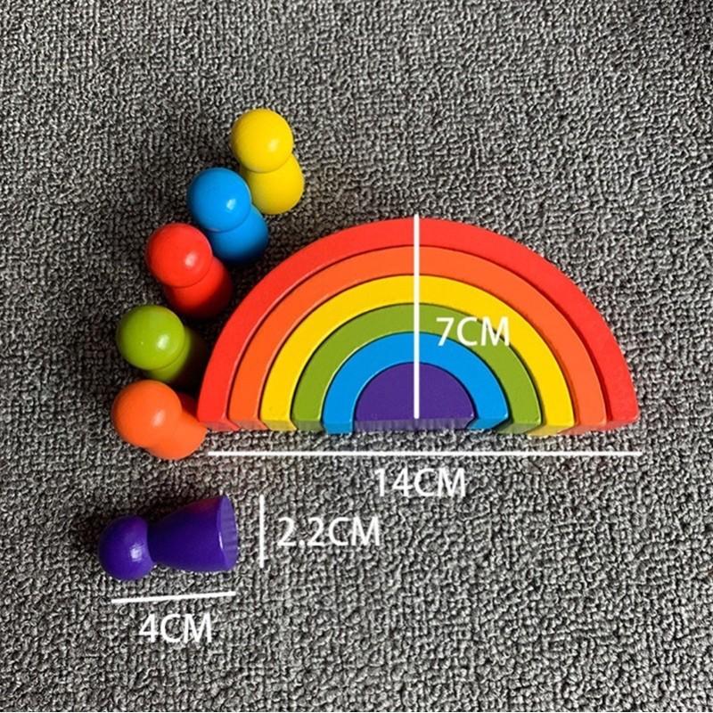 Montessori Wooden Rainbow Stacker Nesting Puzzle Blocks Educational ...