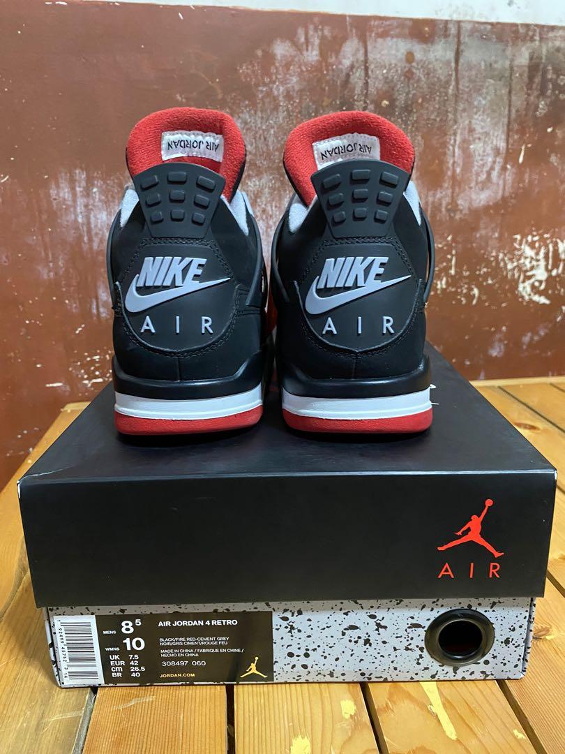 Nike Air Jordan 4 Retro Og Breds, Men's Fashion, Footwear, Sneakers on ...