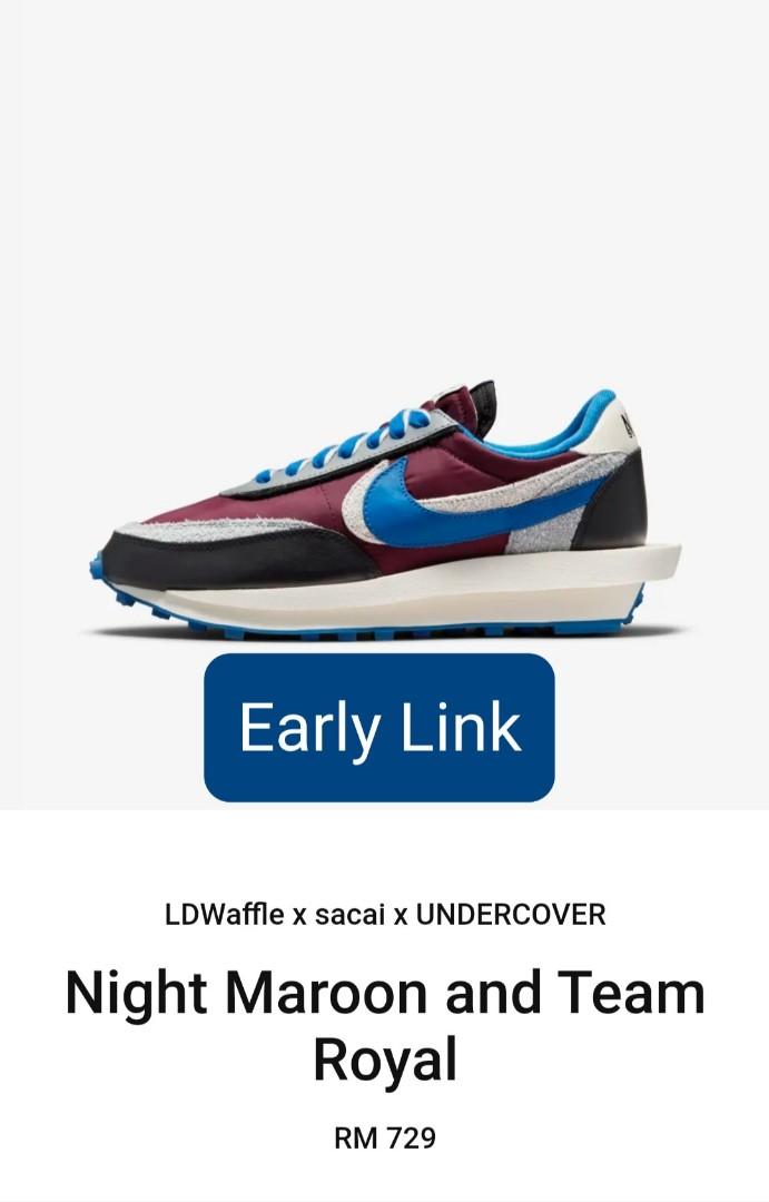 Nike Snkrs My Latest Update Wts Ldwaffle X Sacai X Undercover Night Marron And Team Royal Early Links Men S Fashion Footwear Sneakers On Carousell