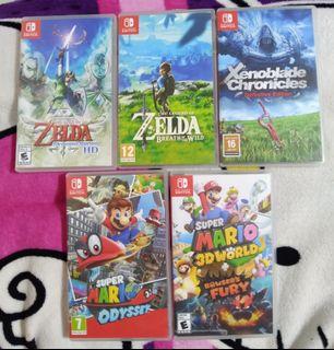 Nintend Switch Games - Zelda Breath of the Wild, Zelda Skyward Sword HD, Xenoblade Chronicles DE, Mario Oddessey, Mario 3D World  + Bowser's Fury