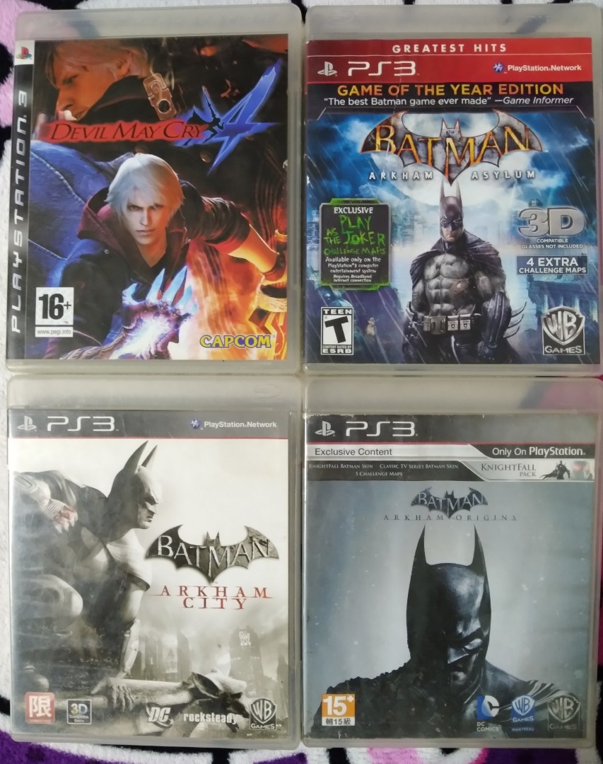 Playstation 3 Games - Devil May Cry 4, Batman Arkham Asylum, Batman Arkham  Origins, Batman Arkham City, Video Gaming, Video Games, PlayStation on  Carousell