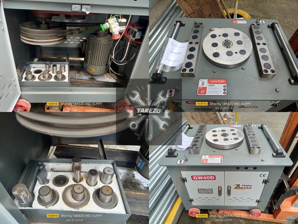 Sanben Bar Bender Machine (Category: Industrial Equipment) located in Manila. Submitted by 09970844038rean.hayai (Listing ID 1121595692, Image 1). Description: Bar Bending Machine Brand: Sanben Model: GW-40D Bending rebar diameter *Plain carbon steel-40mm *Deformed steel- 32mm Motor speed : 1440r/min Motor power: 3KW Disc diameter : 340mm Working table thickness: 10mm Speed of main shaft: 5-10r/min Working voltage: 220V-440V Weight : 280kg Packin