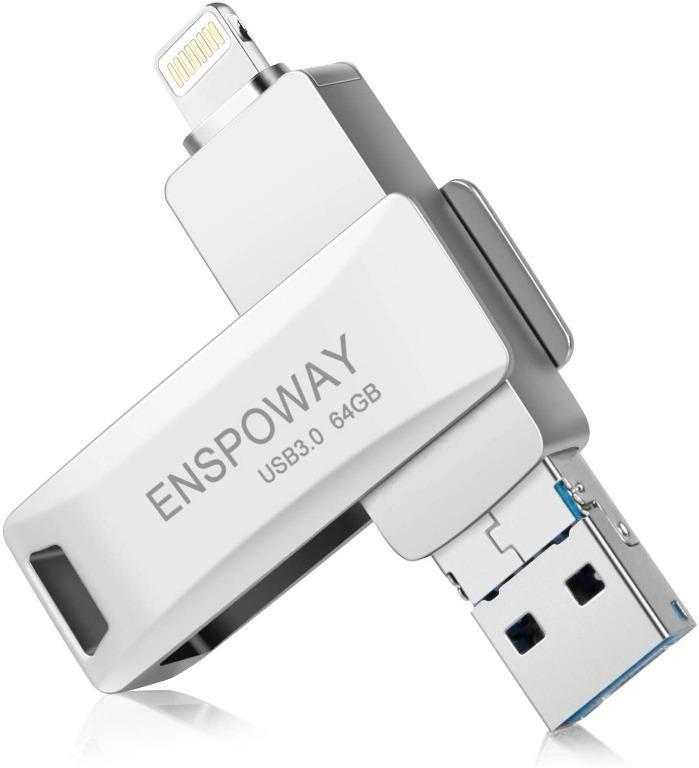 USB Memory Stick For iPhone 64 GB,ENSPOWAY iOS USB Flash Drive 3.0