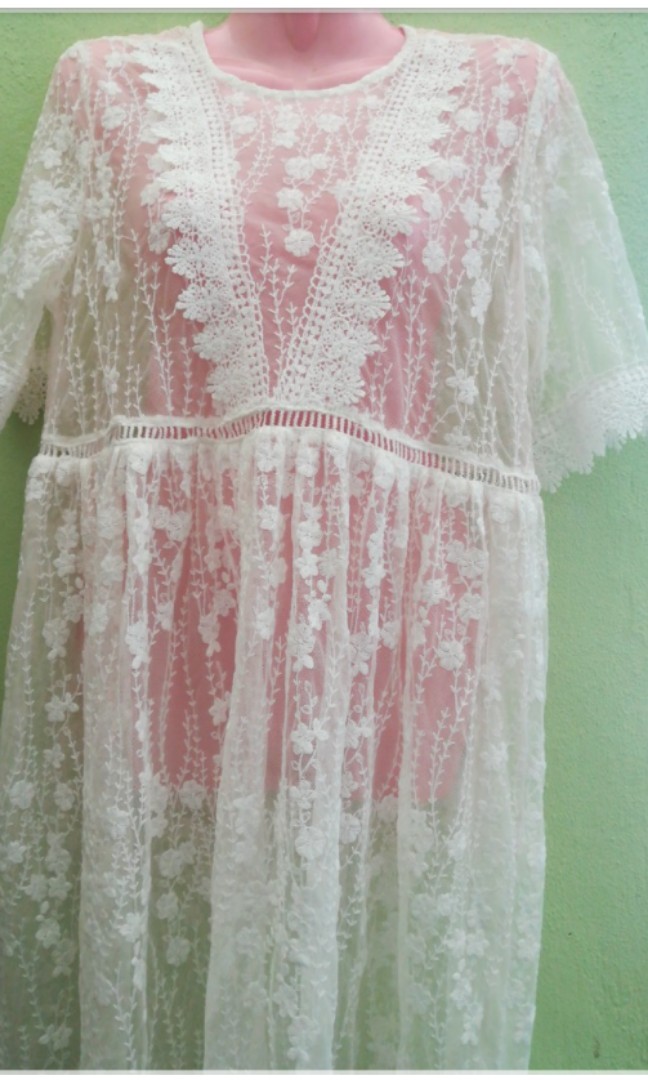 white see thru lace dress