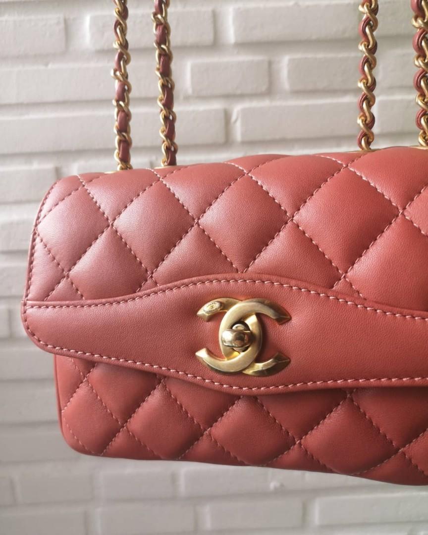 2018 Chanel Coco Vintage Flap Bag in Salmon Pink Aged Gold Hardware SMALL  in Lambskin Authentic Chanel, Luxury, Bags & Wallets on Carousell