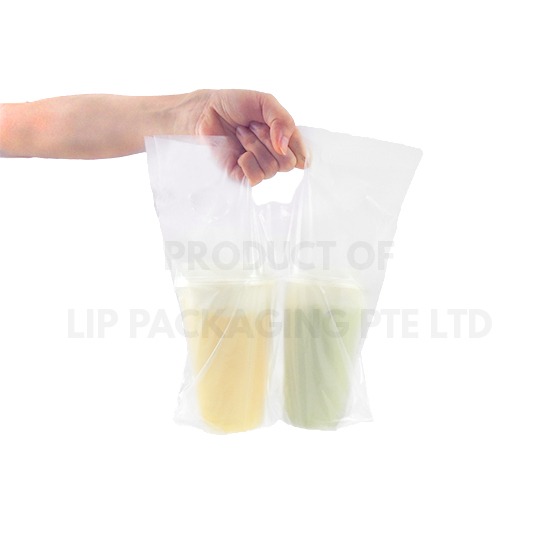 2 Cup Carrier Bag / Translucent Cup Carrier Bag / Side by Side 2 Cup