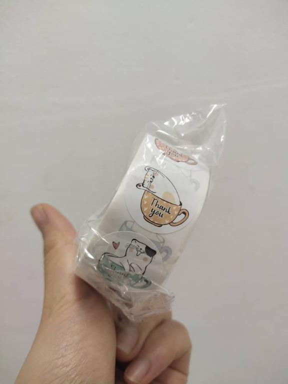 500pcs/roll】Sticker Comel Pelekat Kucing Terima Kasih Bungkus 