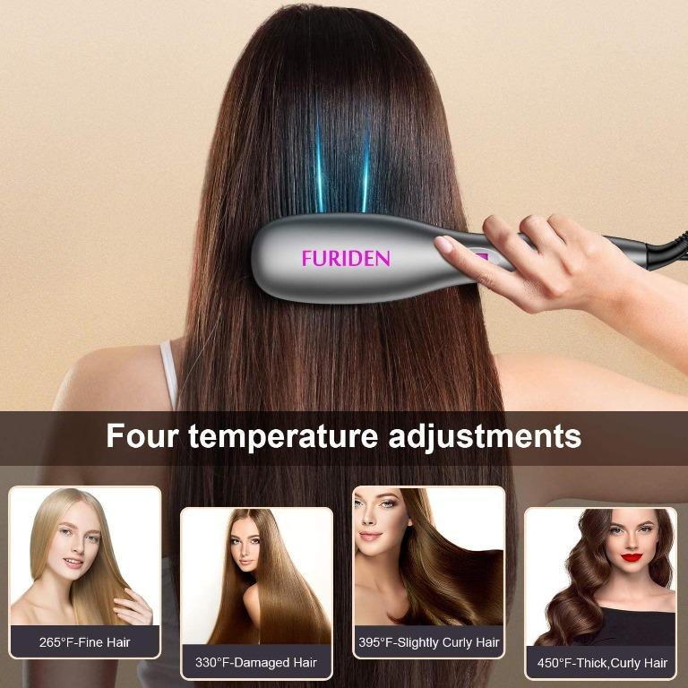 620 FURIDEN Straightening Brush Hair Straightener Brush Grey Beauty Personal Care Hair on Carousell
