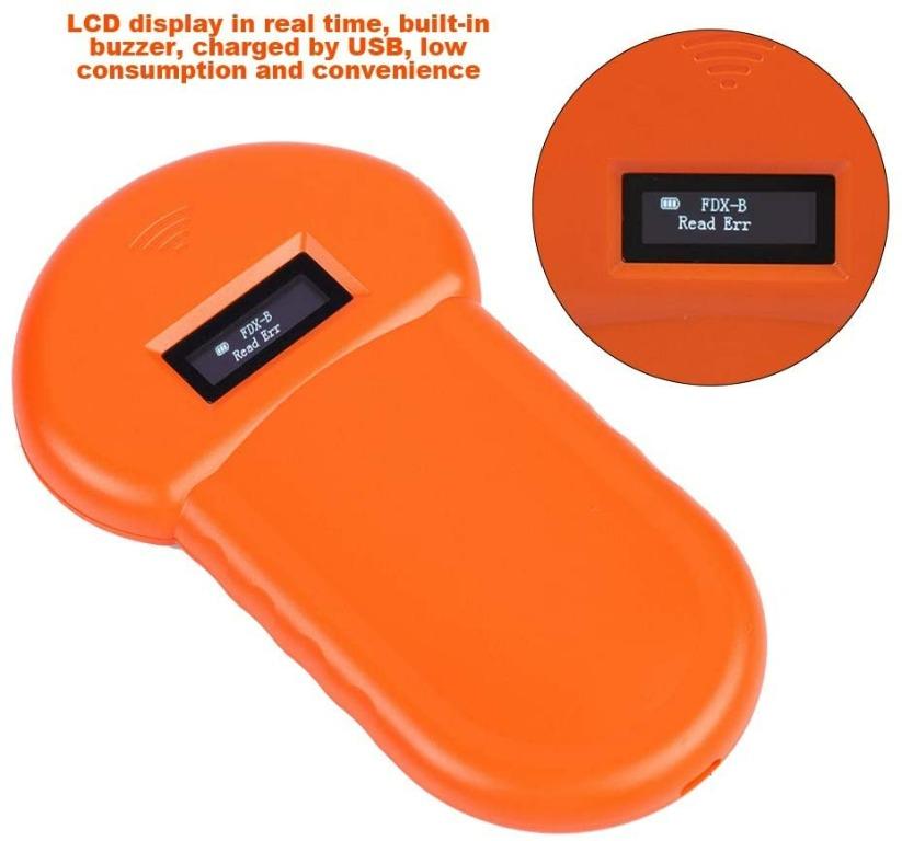 Animal ID Reader, 134.2khz Portable RFID Pet Chip Reader Handheld Ear