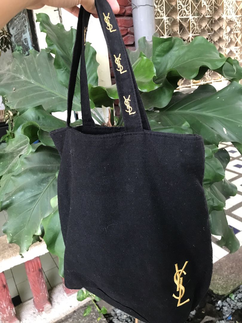 Yves Saint Laurent, Bags, Yves Saint Laurent Logo Plate Top Handle Bag  Black