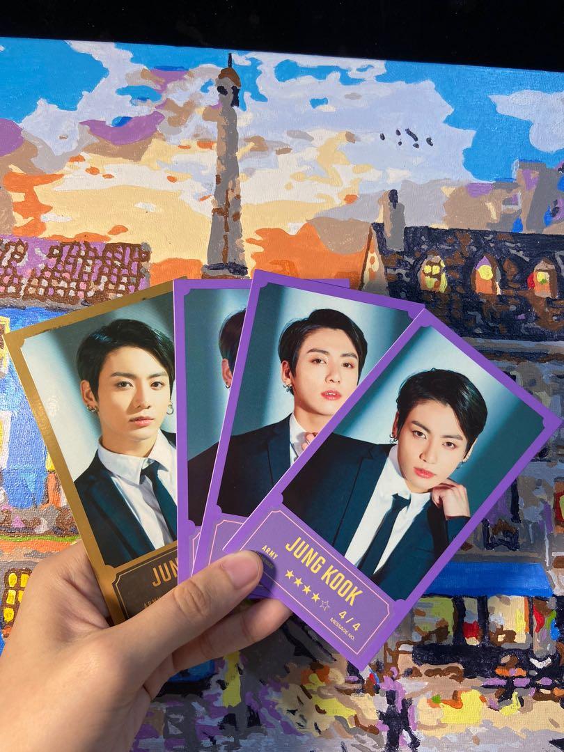 BTS Jungkook JK Bangbangcon BBC Message Card Set (Category: K-Wave Merchandise) located in Muntinlupa City. Submitted by binkymilk (Listing ID 1121918239, Image 1). Description: wts lfb ph 🇵🇭 bts jungkook bangbangcon message card set 💵 1,150php + lsf • onhand • 7/10 condition, gold card has black spots at the top, dog ears in the other pcs • will ship with the message card case! • pm me if you want more pics / video! • mop: gcash, unionbank, b