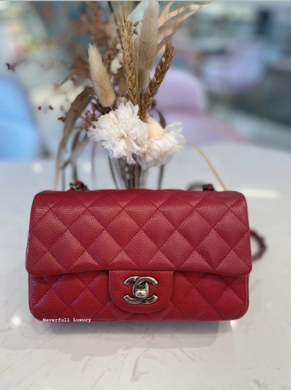 Chanel Classic Mini Rectangle 15B Red Caviar Rhw Bag, Luxury, Bags &  Wallets on Carousell