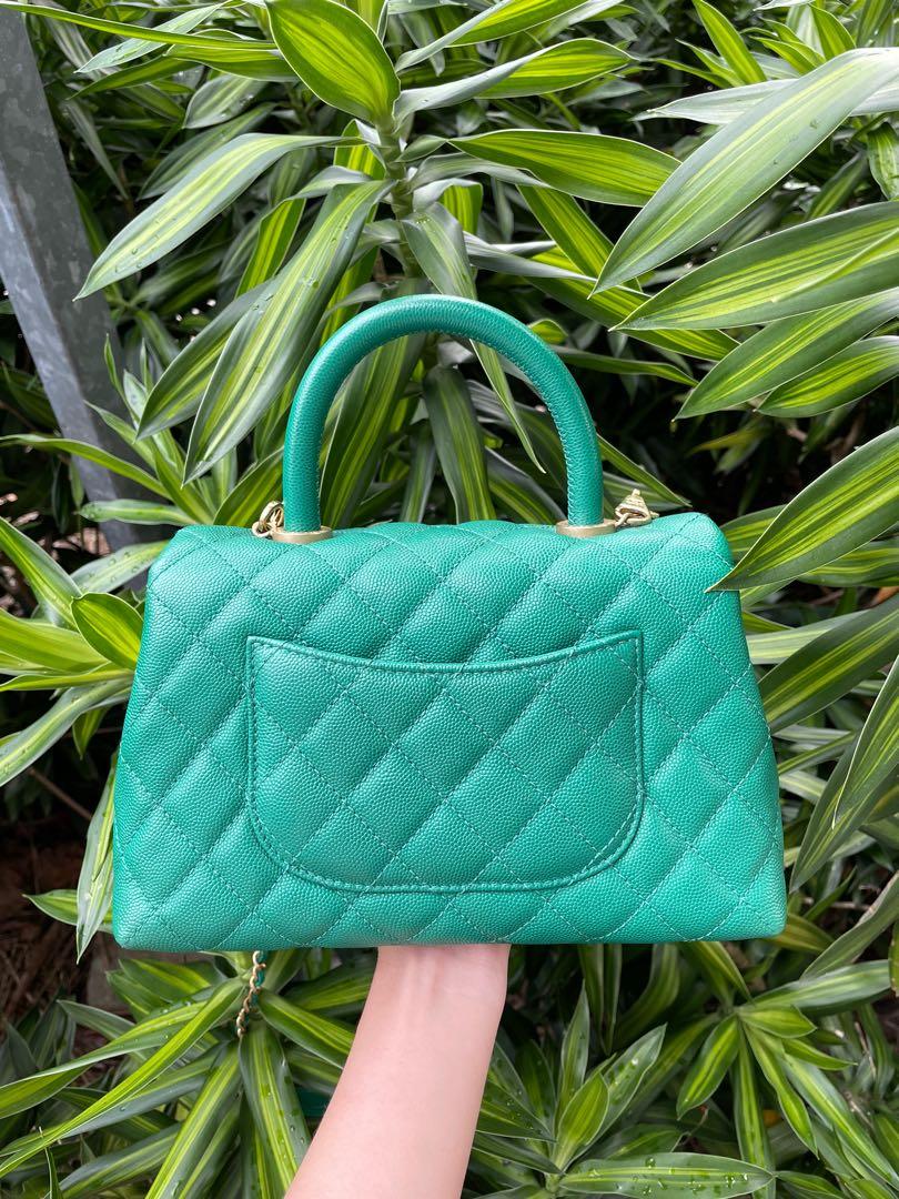 Chanel Coco Handle Small 17S Emerald Green Caviar Ghw Bag