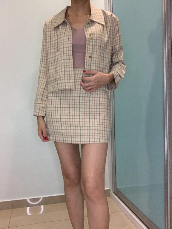 Matching tartan skirt and blazer on sale