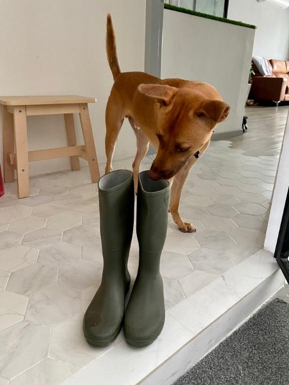 Decathlon rubber boots dark green