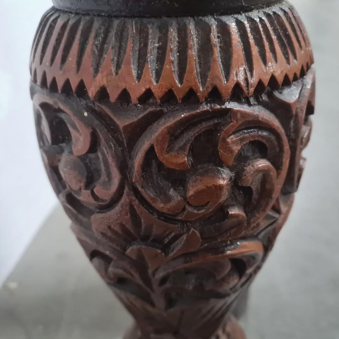 Decorative tall wood vase. Wooden vase. Flower vase, Furniture & Home