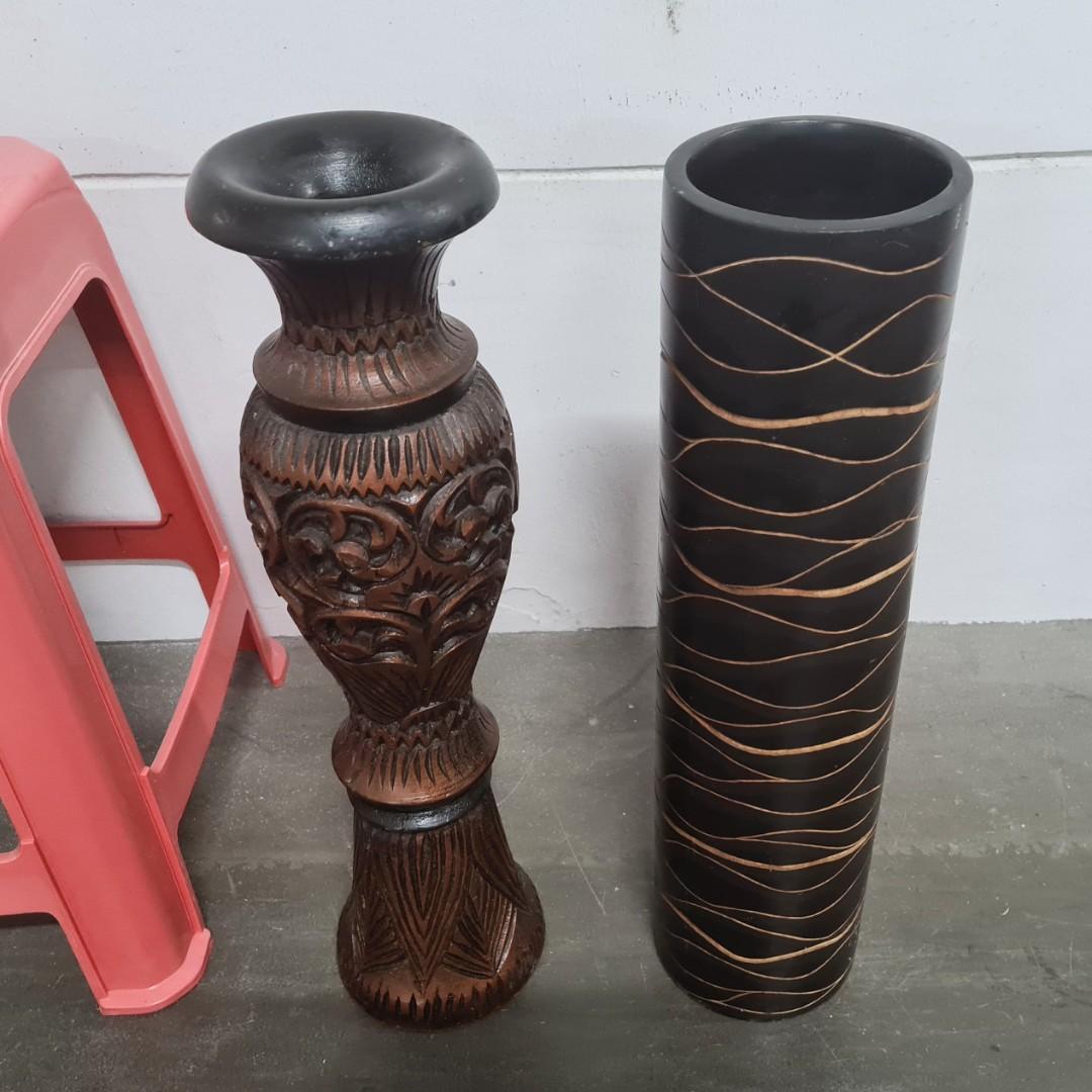 Decorative tall wood vase. Wooden vase. Flower vase, Furniture & Home