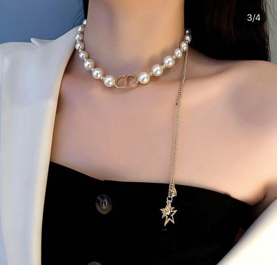 Dior pearl necklace, Fesyen Wanita 