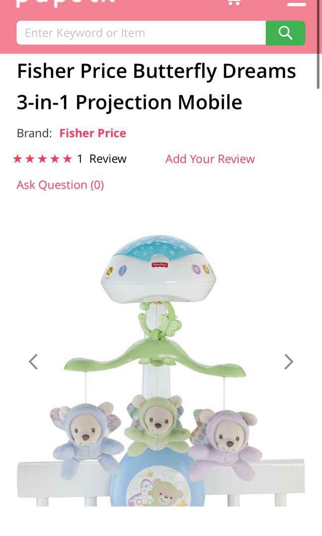 Fisher Price Butterfly Dreams 3in1 Projection Mobile, Babies & Kids