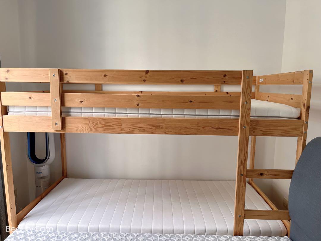 IKEA bunk bed with mattress, Furniture & Home Living, Furniture, Bed