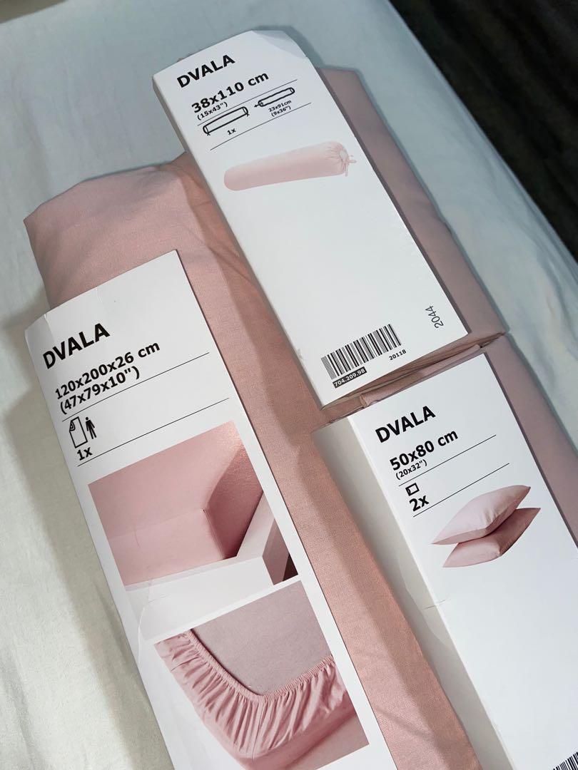 DVALA Fitted sheet, light pink, Twin - IKEA