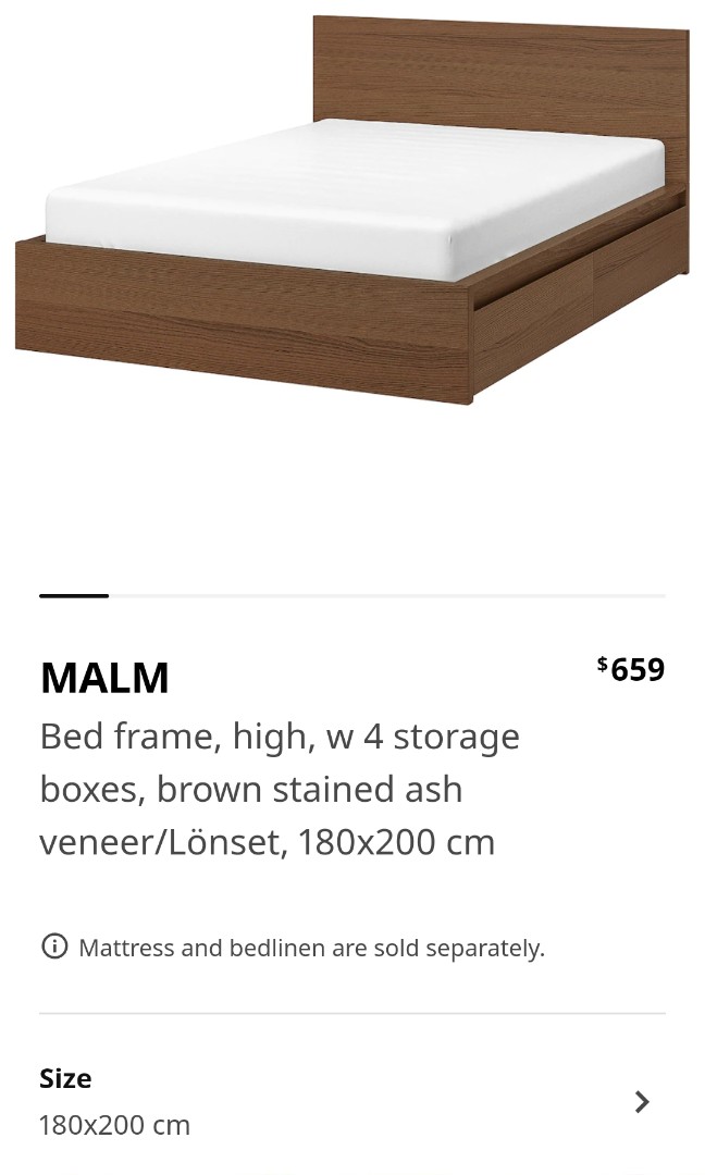 Ikea Malm King Size Bed With 4 Storage Drawers Hovag Mattress Bedside Tables Furniture Home Living Frames Mattresses On Carou Ikea Malm King Size Bed With 4 Storage, Ikea King Size Bed With 4 Drawers