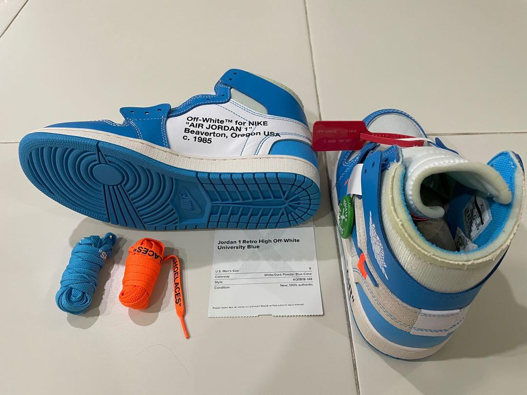 Air jordan 1 best sale off white university blue