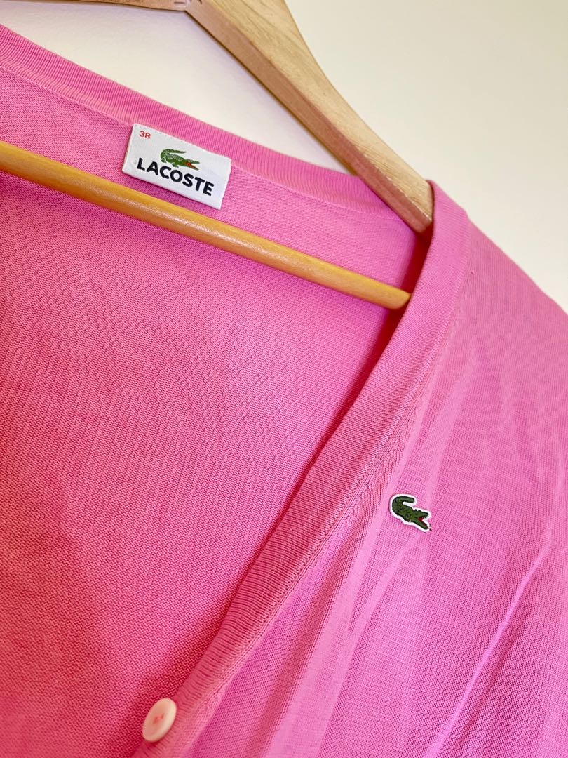 lacoste pink cardigan