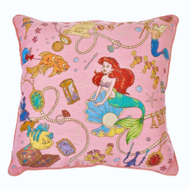 LIMITED EDITION Japan Disney Ariel the Little Mermaid Golden Embroidery Thread Cushion Pillow