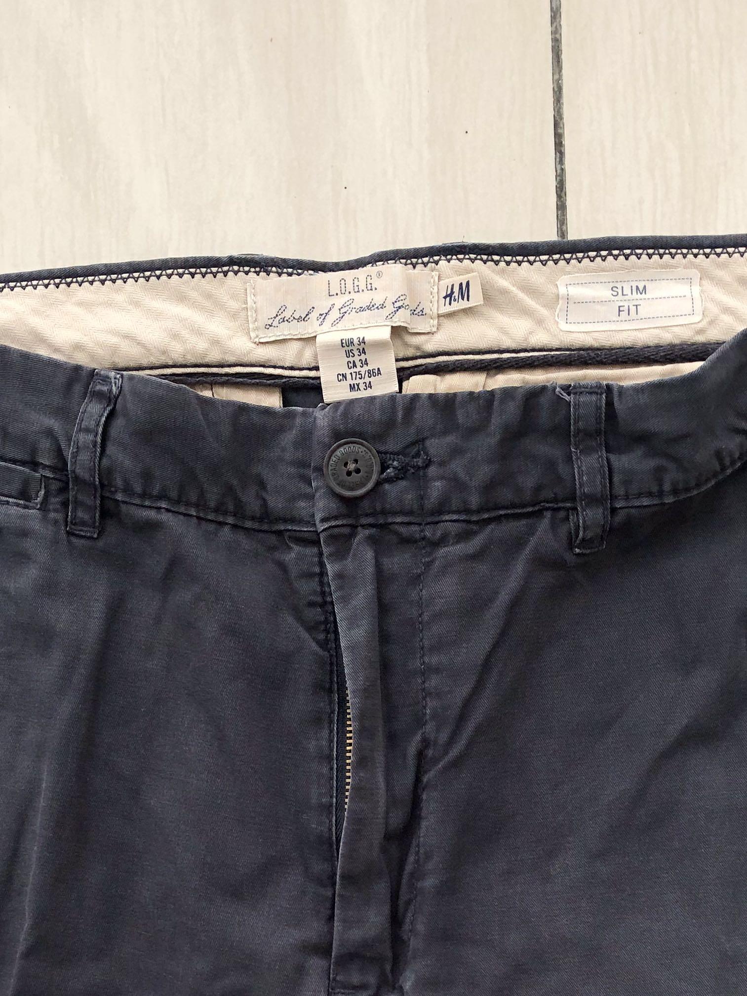Men H M black pants size L Men s Fashion Bottoms Trousers on