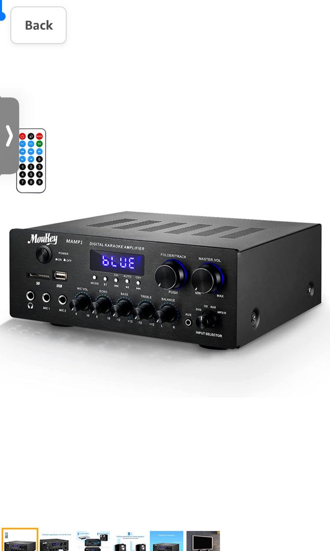 Moukey Bluetooth 5.0 Power Home Audio Amplifier 220W Dual Channel Sound Audio Stereo Receiver
