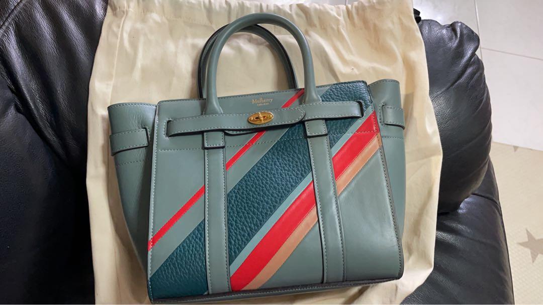 Mulberry Women s Mini Zipped Bayswater In Antique Blue Diagonal