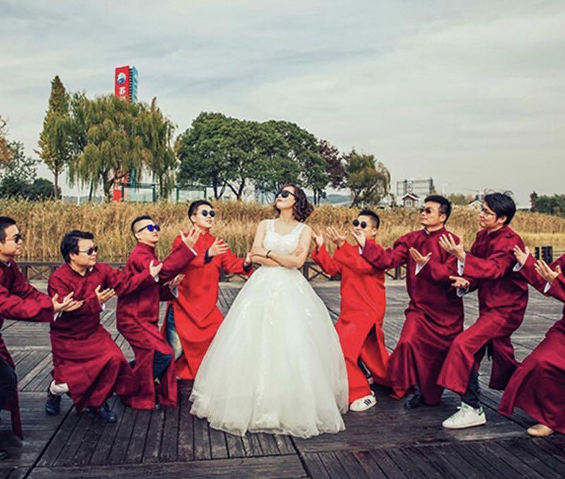 New groomsmen Chinese wedding attire maroon red wine Men s Fashion Tops Sets Formal Shirts on Carousell