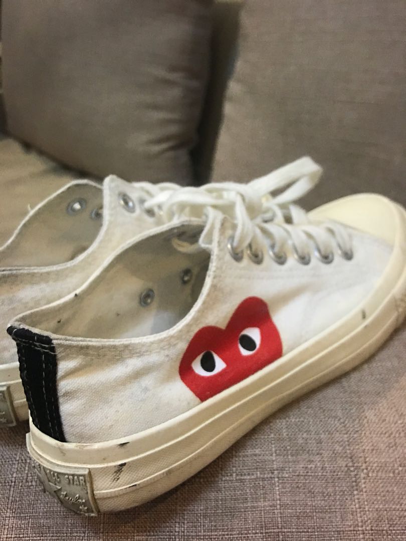 Pre-loved Cdg Converse White, Women's Fashion, Footwear, Sneakers on  Carousell