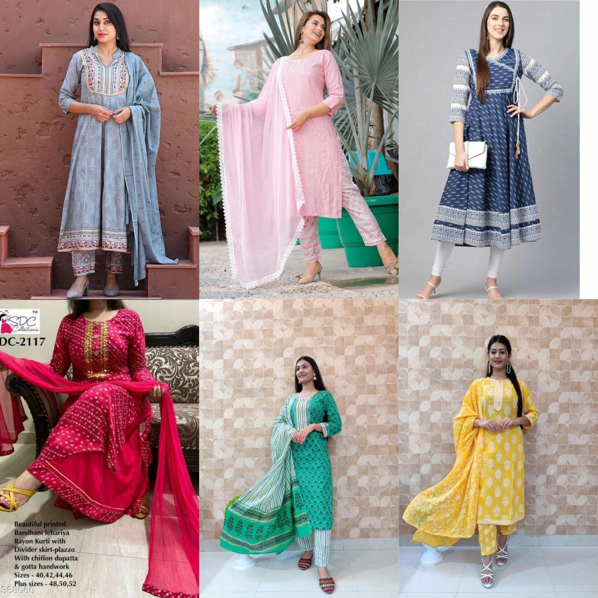 PUNJABI SUITS KURTA SETS RAYON COTTON NEW COLLECTIONS. GRAB NOW