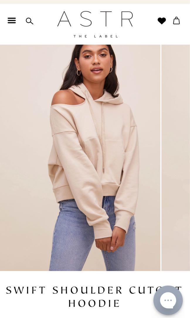 Shoulder cut out hoodie clearance