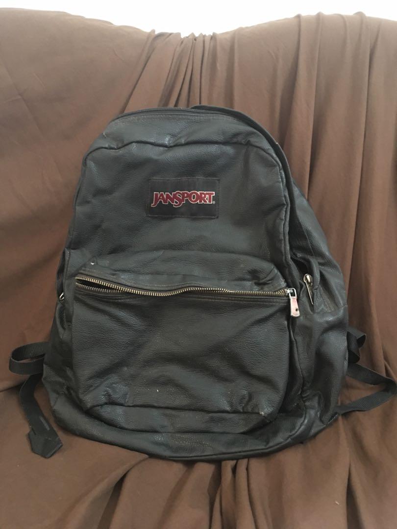 Tas Backpack Jansport Kulit Ori, Fesyen 