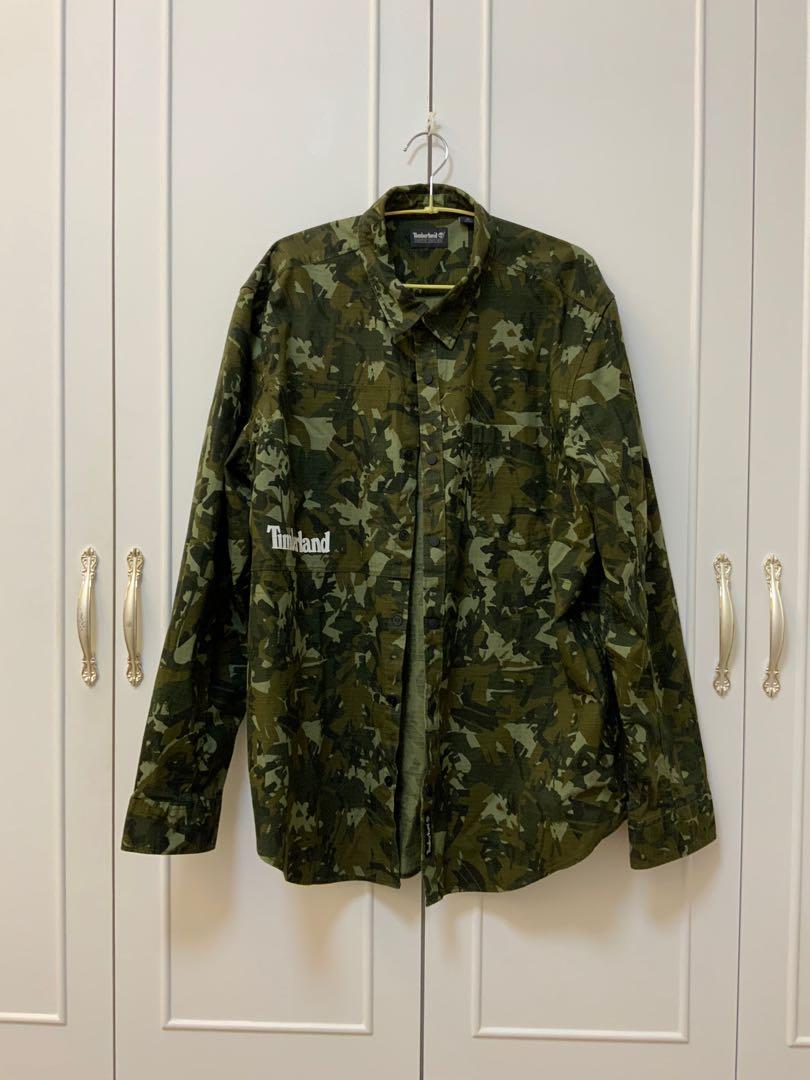 Timberland 迷彩軍綠襯衫外套 size :XL 二手