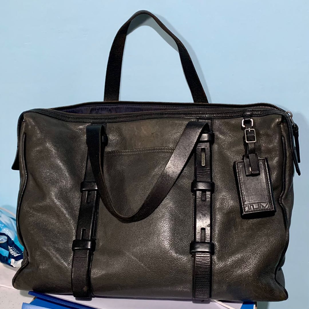 Tumi Harrison Leather Briefcase, Men's Fashion, Bags, Briefcases on