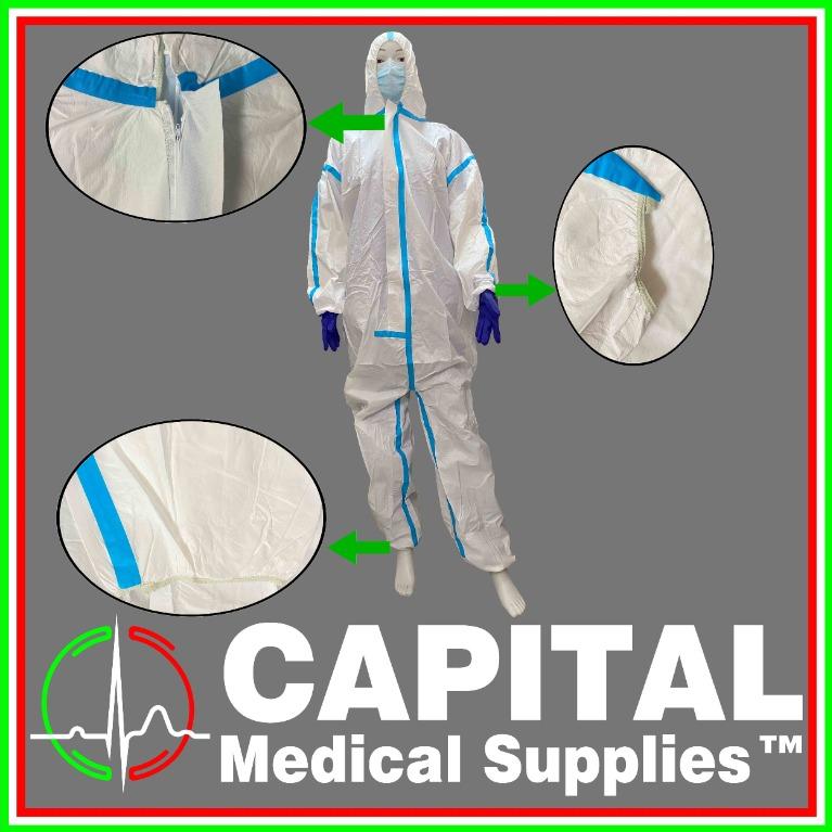 WINGUARD, Bunny PPE, Hazmat Suit, Blue Line, 1pc, Health & Nutrition ...